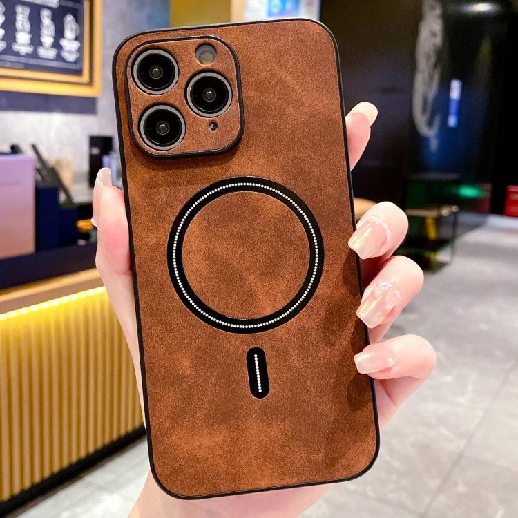 غطاء هاتف مغناطيسي من الجلد الصناعي بنمط جلد الحمل، لهواتف iPhone 11، iPhone 11 Pro