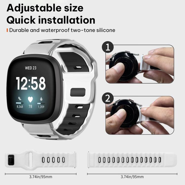 xDfind Flat-head Dual-color Silicone Watch Band, For Fitbit Versa 4 / 3 / Sense2 / 1, For Fitbit Versa 2/Versa/Versa Lite/Blaze