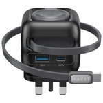 شاحن سفر GaN 3 في 1 Havit UC250 35 واط مع كابل Type-C قابل للسحب، UC250 (قابس المملكة المتحدة)