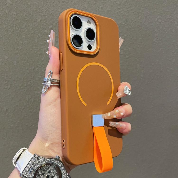 غطاء هاتف مغناطيسي من TPU بملمس يشبه الجلد مع حزام سيليكون، لأجهزة iPhone 13، iPhone 12 / 12 Pro، iPhone 12 Pro Max، iPhone 11 Pro Max، iPhone 11، iPhone 11 Pro