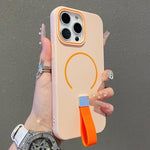 غطاء هاتف مغناطيسي من TPU بملمس يشبه الجلد مع حزام سيليكون، لأجهزة iPhone 13، iPhone 12 / 12 Pro، iPhone 12 Pro Max، iPhone 11 Pro Max، iPhone 11، iPhone 11 Pro