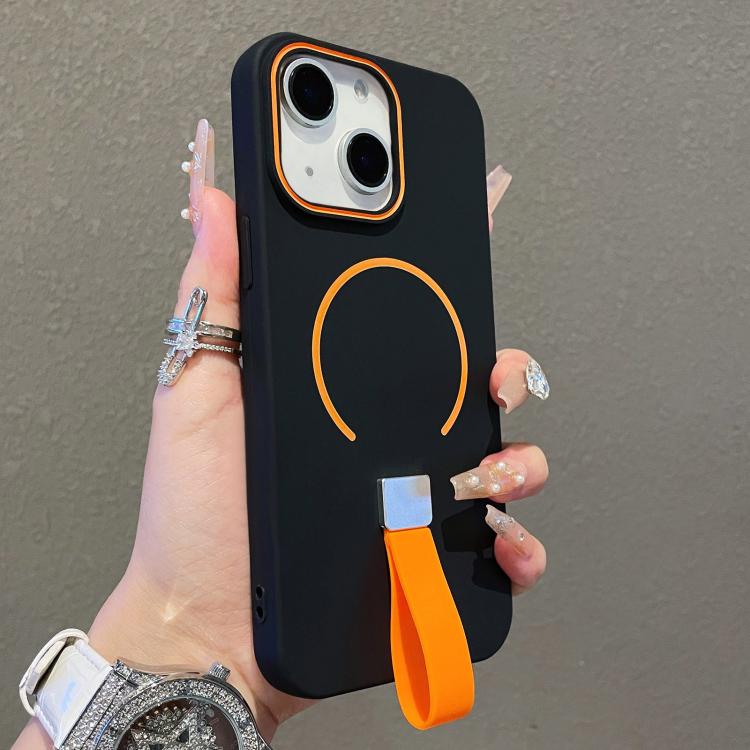 غطاء هاتف مغناطيسي من TPU بملمس يشبه الجلد مع حزام سيليكون، لأجهزة iPhone 13، iPhone 12 / 12 Pro، iPhone 12 Pro Max، iPhone 11 Pro Max، iPhone 11، iPhone 11 Pro
