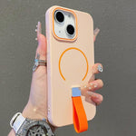غطاء هاتف مغناطيسي من TPU بملمس يشبه الجلد مع حزام سيليكون، لأجهزة iPhone 13، iPhone 12 / 12 Pro، iPhone 12 Pro Max، iPhone 11 Pro Max، iPhone 11، iPhone 11 Pro