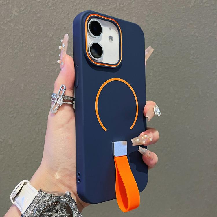 غطاء هاتف مغناطيسي من TPU بملمس يشبه الجلد مع حزام سيليكون، لأجهزة iPhone 13، iPhone 12 / 12 Pro، iPhone 12 Pro Max، iPhone 11 Pro Max، iPhone 11، iPhone 11 Pro
