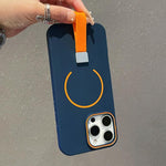 غطاء هاتف مغناطيسي من TPU بملمس يشبه الجلد مع حزام سيليكون، لأجهزة iPhone 13، iPhone 12 / 12 Pro، iPhone 12 Pro Max، iPhone 11 Pro Max، iPhone 11، iPhone 11 Pro