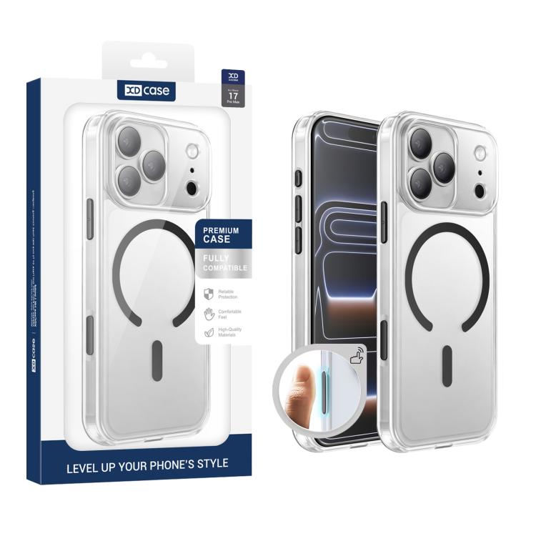 غطاء هاتف شفاف مطفي مقاوم للصدمات مغناطيسي من XDcase، لهواتف iPhone 17 Pro Max، iPhone 17 Pro، iPhone 17