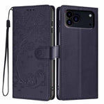 غطاء هاتف من الجلد النباتي بنقشة قطة الشجرة مع غطاء قابل للطي، لهواتف iPhone 17e / 16e، iPhone 17 Pro Max، iPhone 17 Pro، iPhone 17، iPhone Air، iPhone 16 Pro Max
