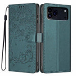 غطاء هاتف من الجلد النباتي بنقشة قطة الشجرة مع غطاء قابل للطي، لهواتف iPhone 17e / 16e، iPhone 17 Pro Max، iPhone 17 Pro، iPhone 17، iPhone Air، iPhone 16 Pro Max