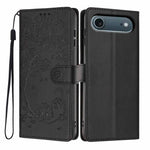 غطاء هاتف من الجلد النباتي بنقشة قطة الشجرة مع غطاء قابل للطي، لهواتف iPhone 17e / 16e، iPhone 17 Pro Max، iPhone 17 Pro، iPhone 17، iPhone Air، iPhone 16 Pro Max