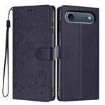غطاء هاتف من الجلد النباتي بنقشة قطة الشجرة مع غطاء قابل للطي، لهواتف iPhone 17e / 16e، iPhone 17 Pro Max، iPhone 17 Pro، iPhone 17، iPhone Air، iPhone 16 Pro Max