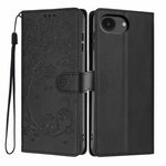 غطاء هاتف من الجلد النباتي بنقشة قطة الشجرة مع غطاء قابل للطي، لهواتف iPhone 17e / 16e، iPhone 17 Pro Max، iPhone 17 Pro، iPhone 17، iPhone Air، iPhone 16 Pro Max
