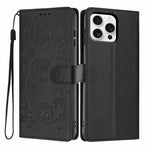 غطاء هاتف من الجلد النباتي بنقشة قطة الشجرة مع غطاء قابل للطي، لهواتف iPhone 17e / 16e، iPhone 17 Pro Max، iPhone 17 Pro، iPhone 17، iPhone Air، iPhone 16 Pro Max