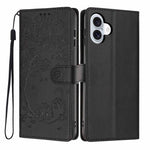 غطاء هاتف من الجلد النباتي بنقشة قطة الشجرة مع غطاء قابل للطي، لهواتف iPhone 16 Pro، iPhone 16 Plus، iPhone 16، iPhone 15 Pro Max، iPhone 15 Pro، iPhone 15 Plus