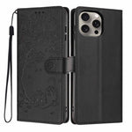 غطاء هاتف من الجلد النباتي بنقشة قطة الشجرة مع غطاء قابل للطي، لهواتف iPhone 16 Pro، iPhone 16 Plus، iPhone 16، iPhone 15 Pro Max، iPhone 15 Pro، iPhone 15 Plus