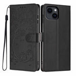 غطاء هاتف من الجلد النباتي بنقشة قطة الشجرة مع غطاء قابل للطي، لهواتف iPhone 16 Pro، iPhone 16 Plus، iPhone 16، iPhone 15 Pro Max، iPhone 15 Pro، iPhone 15 Plus