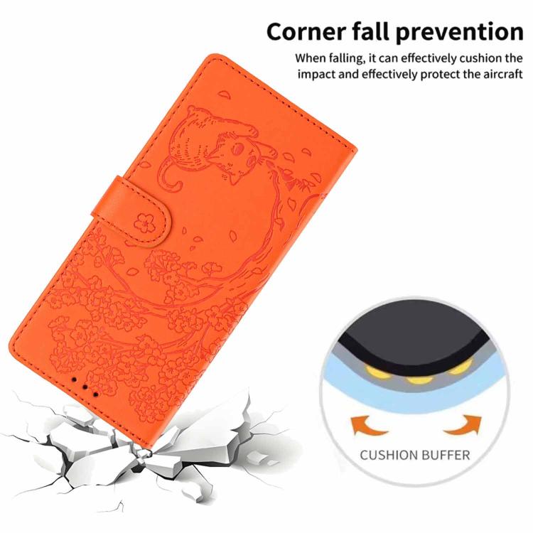 غطاء هاتف من الجلد النباتي بنقش قطة الشجرة وقلب قابل للطي، لهواتف iPhone 15، iPhone 14 Plus، iPhone 14، iPhone 14 Pro، iPhone 14 Pro Max، iPhone 13 Pro Max