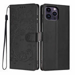 غطاء هاتف من الجلد النباتي بنقش قطة الشجرة وقلب قابل للطي، لهواتف iPhone 15، iPhone 14 Plus، iPhone 14، iPhone 14 Pro، iPhone 14 Pro Max، iPhone 13 Pro Max