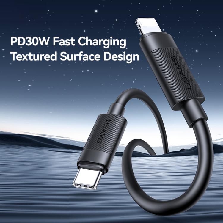 كابل شحن وبيانات سريع USAMS SJ781 U94 USB-C / Type-C إلى 8 دبابيس PD30W، 1 متر