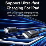 كابل شحن وبيانات سريع USAMS SJ781 U94 USB-C / Type-C إلى 8 دبابيس PD30W، 1 متر