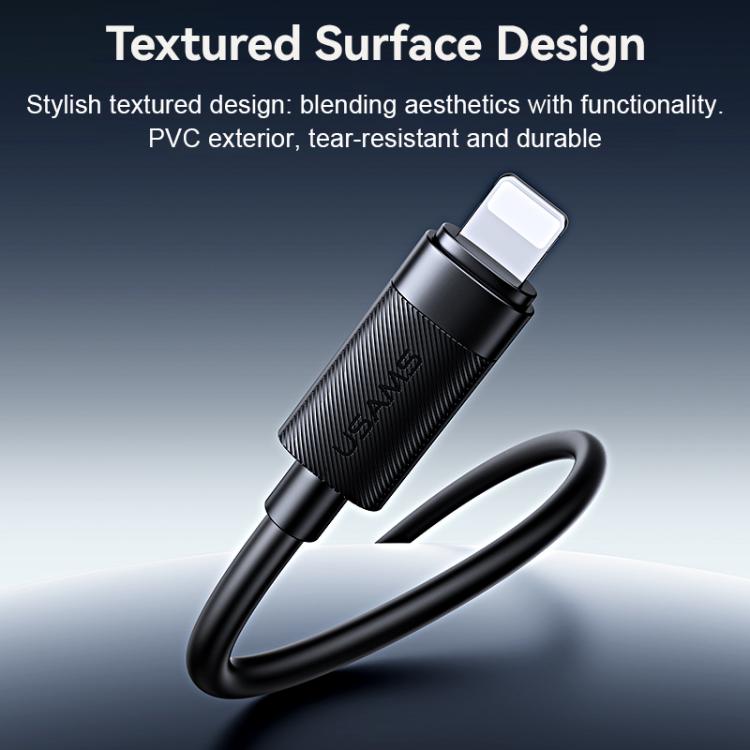 كابل شحن وبيانات سريع USAMS SJ781 U94 USB-C / Type-C إلى 8 دبابيس PD30W، 1 متر