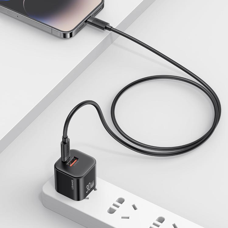 كابل شحن وبيانات سريع USAMS SJ781 U94 USB-C / Type-C إلى 8 دبابيس PD30W، 1 متر