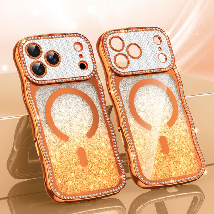 غطاء هاتف مغناطيسي من TPU مع إطار متموج ونجمة ماسية مطلية بالكهرباء وبريق، لهواتف iPhone 17 Pro Max، iPhone 17 Pro، iPhone 17، iPhone 16 Pro Max، iPhone 16 Pro، iPhone 16