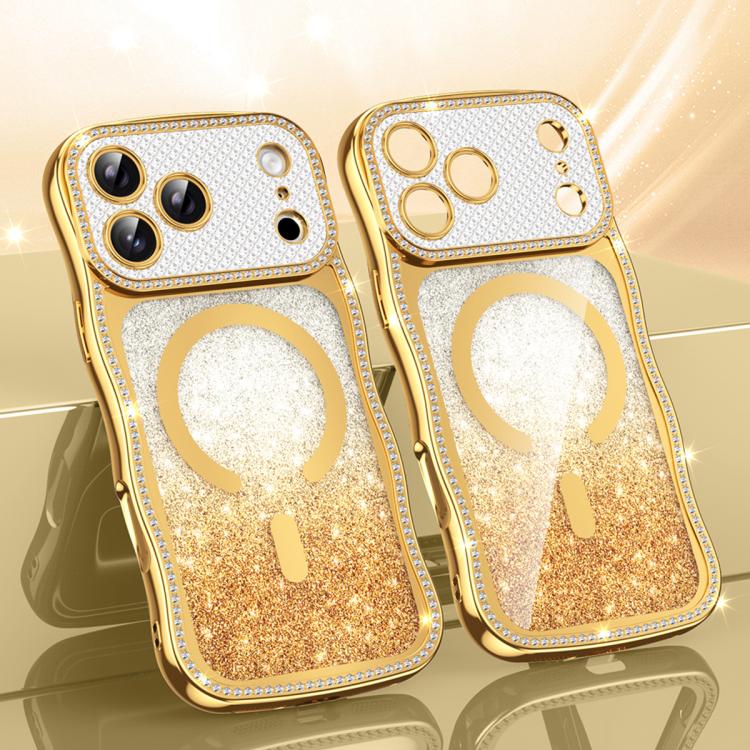 غطاء هاتف مغناطيسي من TPU مع إطار متموج ونجمة ماسية مطلية بالكهرباء وبريق، لهواتف iPhone 17 Pro Max، iPhone 17 Pro، iPhone 17، iPhone 16 Pro Max، iPhone 16 Pro، iPhone 16