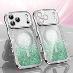 غطاء هاتف مغناطيسي من TPU مع إطار متموج ونجمة ماسية مطلية بالكهرباء وبريق، لهواتف iPhone 17 Pro Max، iPhone 17 Pro، iPhone 17، iPhone 16 Pro Max، iPhone 16 Pro، iPhone 16
