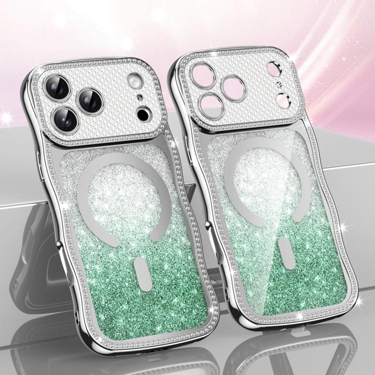 غطاء هاتف مغناطيسي من TPU مع إطار متموج ونجمة ماسية مطلية بالكهرباء وبريق، لهواتف iPhone 17 Pro Max، iPhone 17 Pro، iPhone 17، iPhone 16 Pro Max، iPhone 16 Pro، iPhone 16