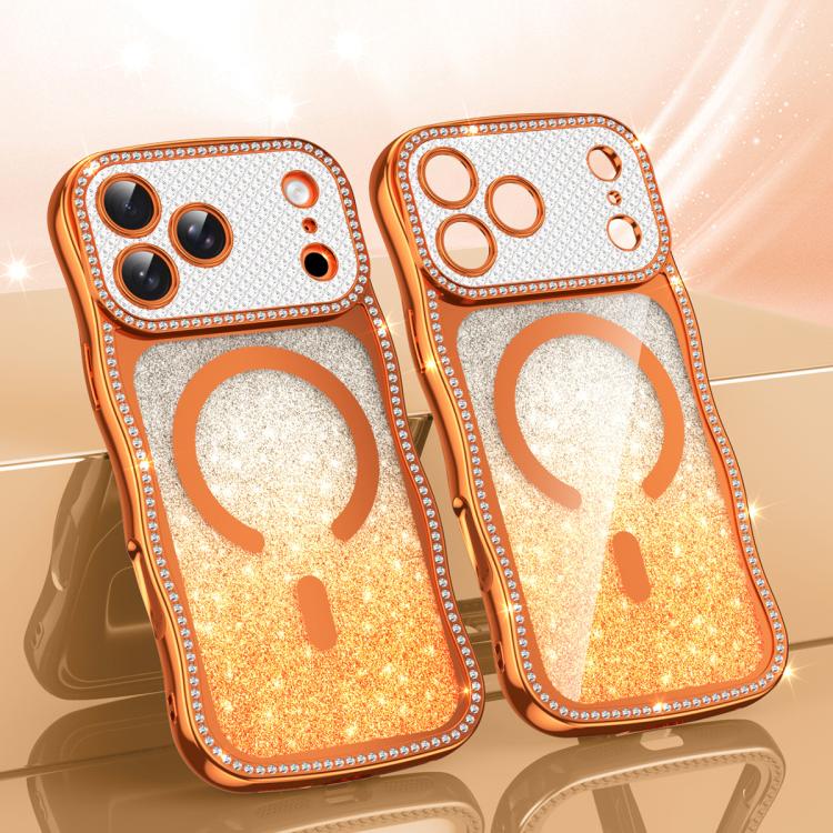 غطاء هاتف مغناطيسي من TPU مع إطار متموج ونجمة ماسية مطلية بالكهرباء وبريق، لهواتف iPhone 17 Pro Max، iPhone 17 Pro، iPhone 17، iPhone 16 Pro Max، iPhone 16 Pro، iPhone 16