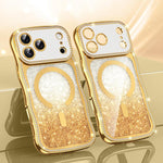 غطاء هاتف مغناطيسي من TPU مع إطار متموج ونجمة ماسية مطلية بالكهرباء وبريق، لهواتف iPhone 17 Pro Max، iPhone 17 Pro، iPhone 17، iPhone 16 Pro Max، iPhone 16 Pro، iPhone 16