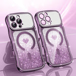 Wavy Frame Star Diamond Electroplate TPU Glitter Heart Magnetic Phone Case, For iPhone 17 Pro Max, For iPhone 17 Pro, For iPhone 17, For iPhone 16 Pro Max, For iPhone 16 Pro, For iPhone 16