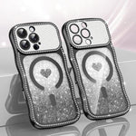 Wavy Frame Star Diamond Electroplate TPU Glitter Heart Magnetic Phone Case, For iPhone 17 Pro Max, For iPhone 17 Pro, For iPhone 17, For iPhone 16 Pro Max, For iPhone 16 Pro, For iPhone 16
