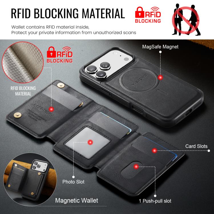 حافظة بطاقات MAGKING K3 Series MagSafe RFID K3 Pro قابلة للفصل لهواتف iPhone 17 Pro Max، iPhone 17 Pro، iPhone Air