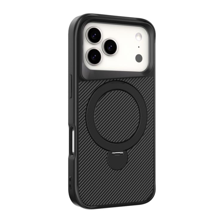 غطاء هاتف حامل MagSafe بنسيج ألياف الكربون 360، لهاتف iPhone 17 Pro Max