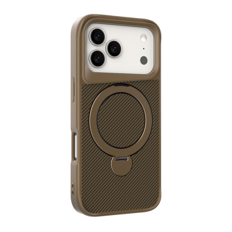 غطاء هاتف حامل MagSafe بنسيج ألياف الكربون 360، لهاتف iPhone 17 Pro Max