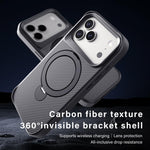 غطاء هاتف حامل MagSafe بنسيج ألياف الكربون 360، لهاتف iPhone 17 Pro Max