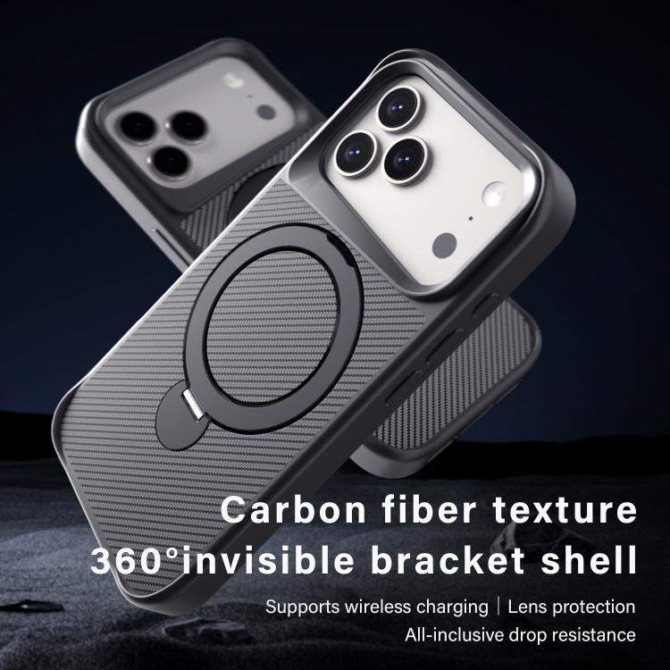 غطاء هاتف حامل MagSafe بنسيج ألياف الكربون 360، لهاتف iPhone 17 Pro Max