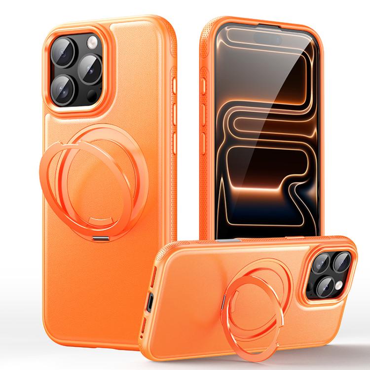 غطاء هاتف مع حامل مغناطيسي دوار 360 درجة بنقشة جلد، لهواتف iPhone 17 Pro Max، iPhone 17 Pro، iPhone 17، iPhone Air، iPhone 16 Pro Max، iPhone 16 Pro، iPhone 16 Plus، iPhone 16