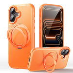 غطاء هاتف مع حامل مغناطيسي دوار 360 درجة بنقشة جلد، لهواتف iPhone 17 Pro Max، iPhone 17 Pro، iPhone 17، iPhone Air، iPhone 16 Pro Max، iPhone 16 Pro، iPhone 16 Plus، iPhone 16