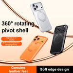 غطاء هاتف مع حامل مغناطيسي دوار 360 درجة بنقشة جلد، لهواتف iPhone 17 Pro Max، iPhone 17 Pro، iPhone 17، iPhone Air، iPhone 16 Pro Max، iPhone 16 Pro، iPhone 16 Plus، iPhone 16