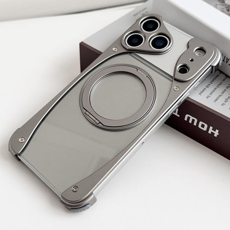 غطاء هاتف مغناطيسي مع حامل دوار 360 درجة بدون إطار معدني بلون Weasel الأصلي، لهواتف iPhone 17 Pro Max، iPhone 17 Pro
