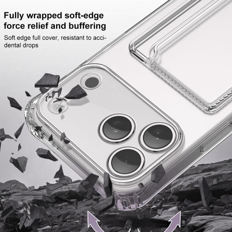 غطاء هاتف شفاف من XDcase مع فتحة بطاقة وثقوب دقيقة، لهاتف iPhone 17 Pro Max، iPhone 17 Pro، iPhone 17، iPhone Air