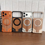 حامل هاتف دوّار 360 درجة بدون إطار معدني من خشب الجوز بلون Armor مع مغناطيس، لهاتف iPhone 17 Pro Max، iPhone 17 Pro