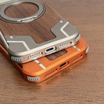 حامل هاتف دوّار 360 درجة بدون إطار معدني من خشب الجوز بلون Armor مع مغناطيس، لهاتف iPhone 17 Pro Max، iPhone 17 Pro