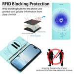 غطاء هاتف من الجلد النباتي مع نقوش قطط لطيفة وحماية RFID مغناطيسية، لهاتف iPhone 17e / 16e، iPhone 17 Pro Max، iPhone 17 Pro، iPhone 17