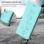 غطاء هاتف من الجلد النباتي مع نقوش قطط لطيفة وحماية RFID مغناطيسية، لهاتف iPhone 17e / 16e، iPhone 17 Pro Max، iPhone 17 Pro، iPhone 17