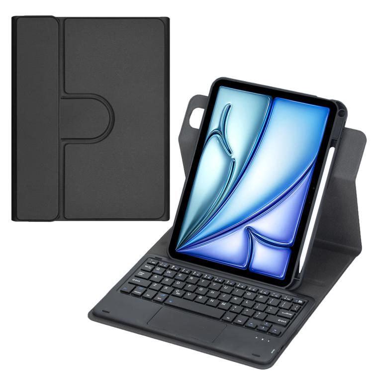 غطاء لوحي من الجلد مع لوحة مفاتيح بلوتوث دوارة 360 درجة مع لوحة لمس، لجهاز iPad Pro 11 2025 / 2024، لجهاز iPad 2025 / 2022، لجهاز iPad Air 11 2025 / iPad Pro 11 2022، لجهاز iPad 10.2 2021 / 2019 / iPad Air 3