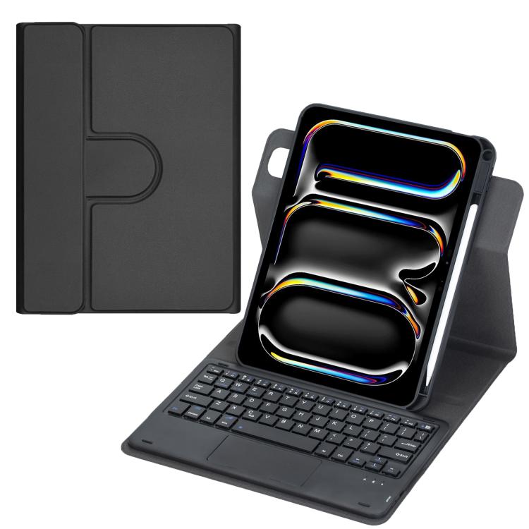 غطاء لوحي من الجلد مع لوحة مفاتيح بلوتوث دوارة 360 درجة مع لوحة لمس، لجهاز iPad Pro 11 2025 / 2024، لجهاز iPad 2025 / 2022، لجهاز iPad Air 11 2025 / iPad Pro 11 2022، لجهاز iPad 10.2 2021 / 2019 / iPad Air 3