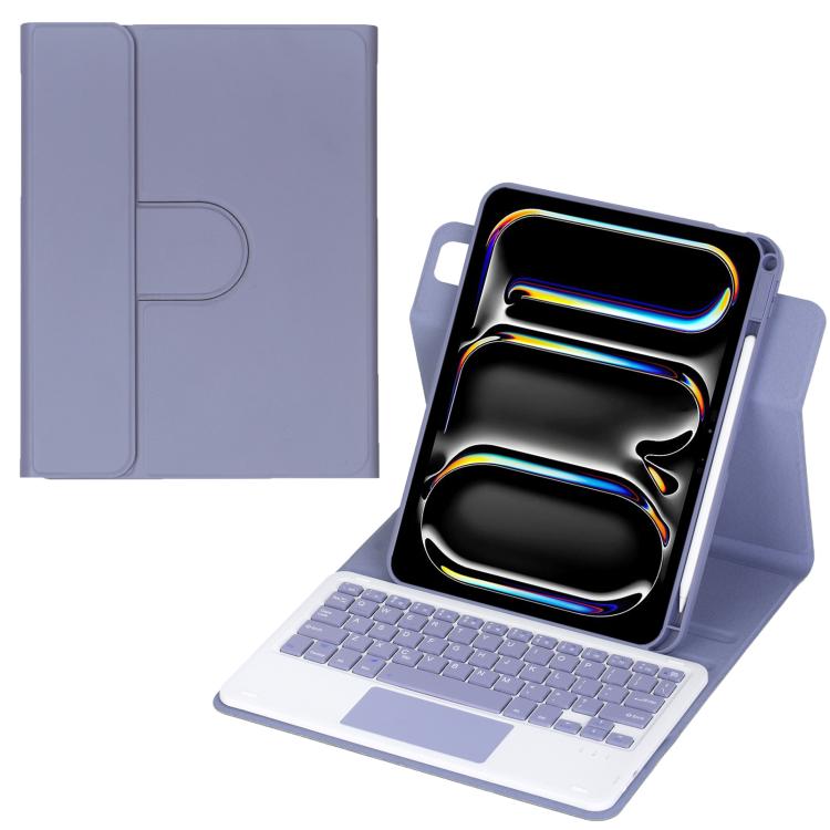 غطاء لوحي من الجلد مع لوحة مفاتيح بلوتوث دوارة 360 درجة مع لوحة لمس، لجهاز iPad Pro 11 2025 / 2024، لجهاز iPad 2025 / 2022، لجهاز iPad Air 11 2025 / iPad Pro 11 2022، لجهاز iPad 10.2 2021 / 2019 / iPad Air 3